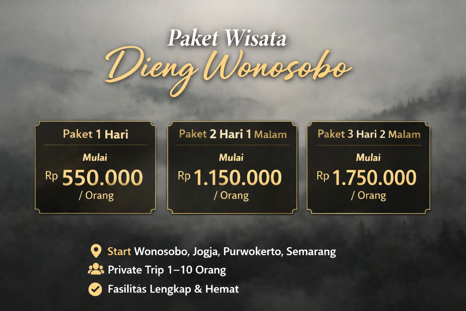 Biaya Wisata Dieng Wonosobo Terkini – Paket Wisata Lengkap 1, 2 & 3 Hari